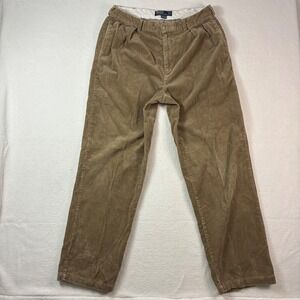 Polo Ralph Lauren Andrew Corduroy Pants Mens 36x32 Brown Pleated Preppy Casual